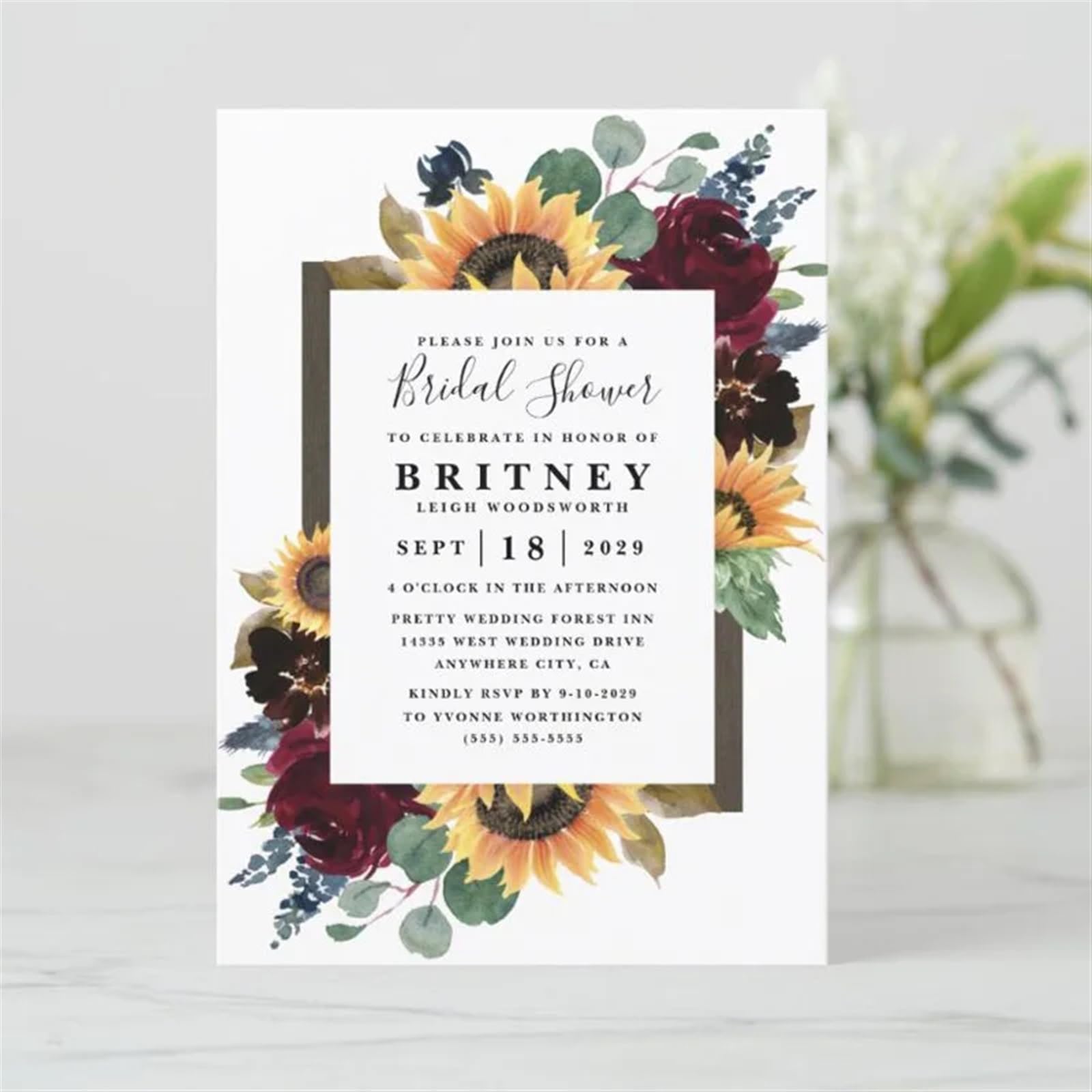 Hochzeitseinladungen Karte Personalisierte Hochzeitseinladungskarten aus Papier. Passen Sie die Einladung zur Brautparty an. Aquarell-Hochzeitseinladungen(Design 1,100pcs)