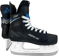American Athletic Ice Force 2.0 Men's Hockey Skates - Lightweight with Reinforced Ankle Support, Moisture-Resistant Lining, Stainless Steel Blade for Indoor/Outdoor