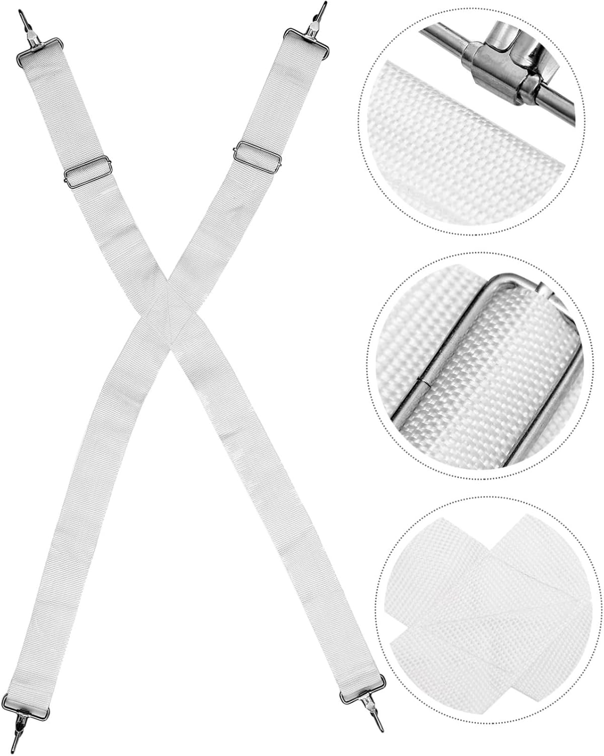Toddmomy Adjustable Snare Drum Strap Sturdy Nylon Marching Drum Sling White Color Instrument Accessory for Percussion Players