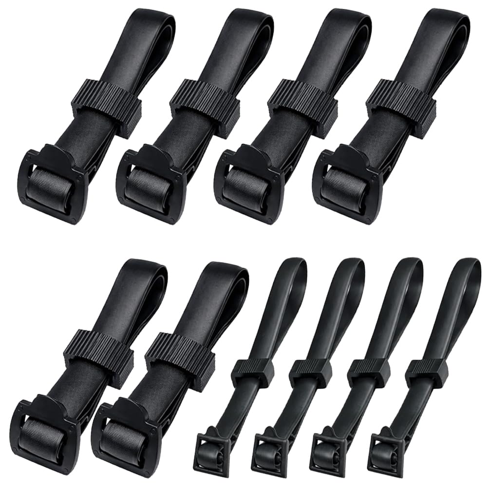 Motrijuka 10 Pack Tree Ties for Outdoor Plants, Rubber Support Straps with Adjustable Buckle Lock, Reusable Heavy Duty Garden Staking Bands for Shrubs and Saplings, 6 Large + 4 Small Set