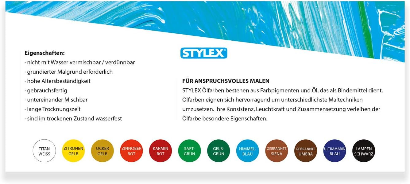 Stylex 12 ml Oil Paint Tubes (12-Piece), Multicolor, 12 ml (Pack of 12) - Image 4