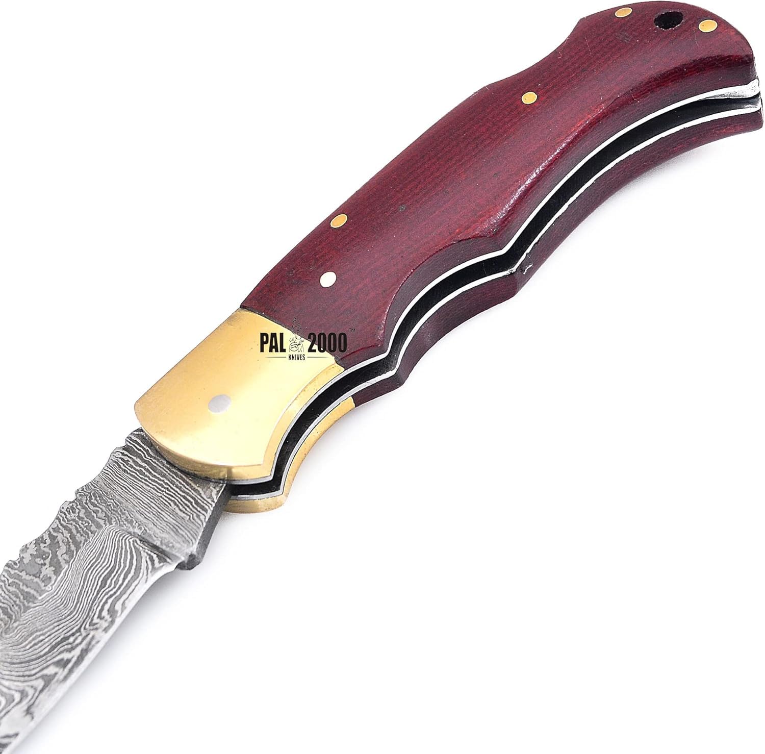 PAL 2000 KNIVES Coltello tascabile pieghevole in acciaio Damasco fatto a mano personalizzato con fodero 4007