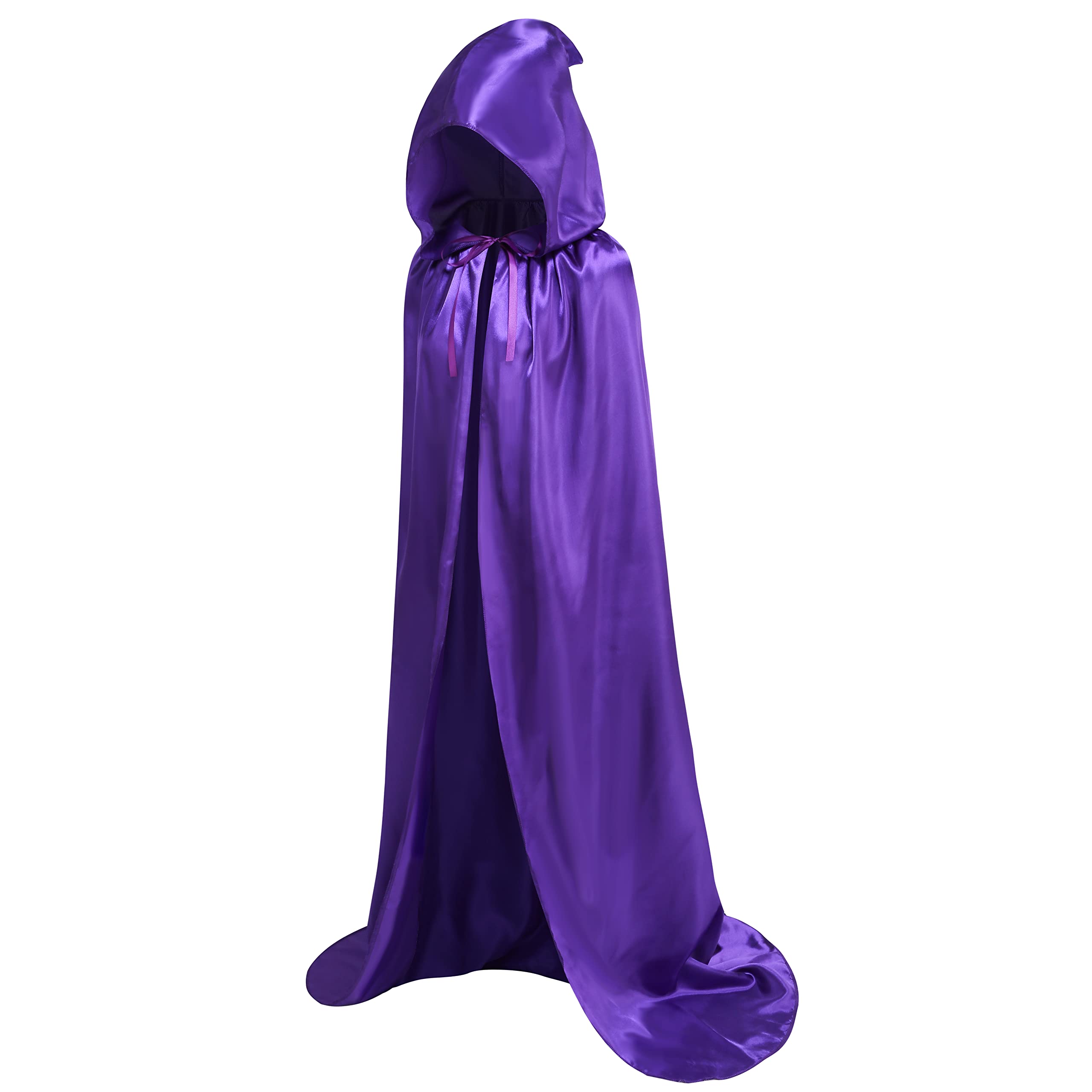 DELIVESS Unisex Adult Hooded Solid color Cape Full Length Halloween Christmas Costume Party Cloak(67", Purple)
