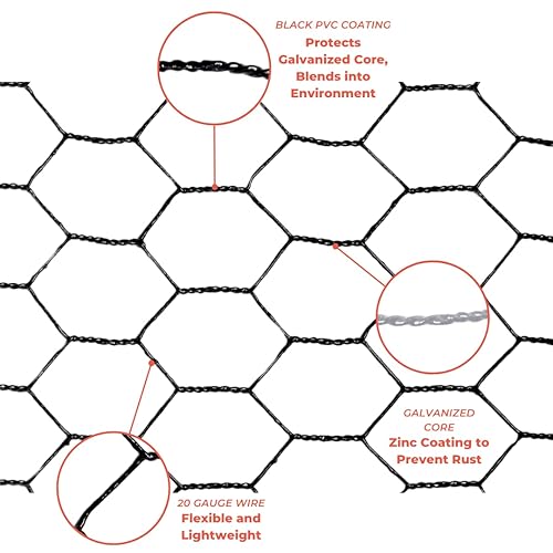 Miniatura 2 de Rollo de valla de acero con revestimiento de PVC negro - 20 ga. Alambre - pollos, ciervos, mascotas (4 pies x 150 pies)
