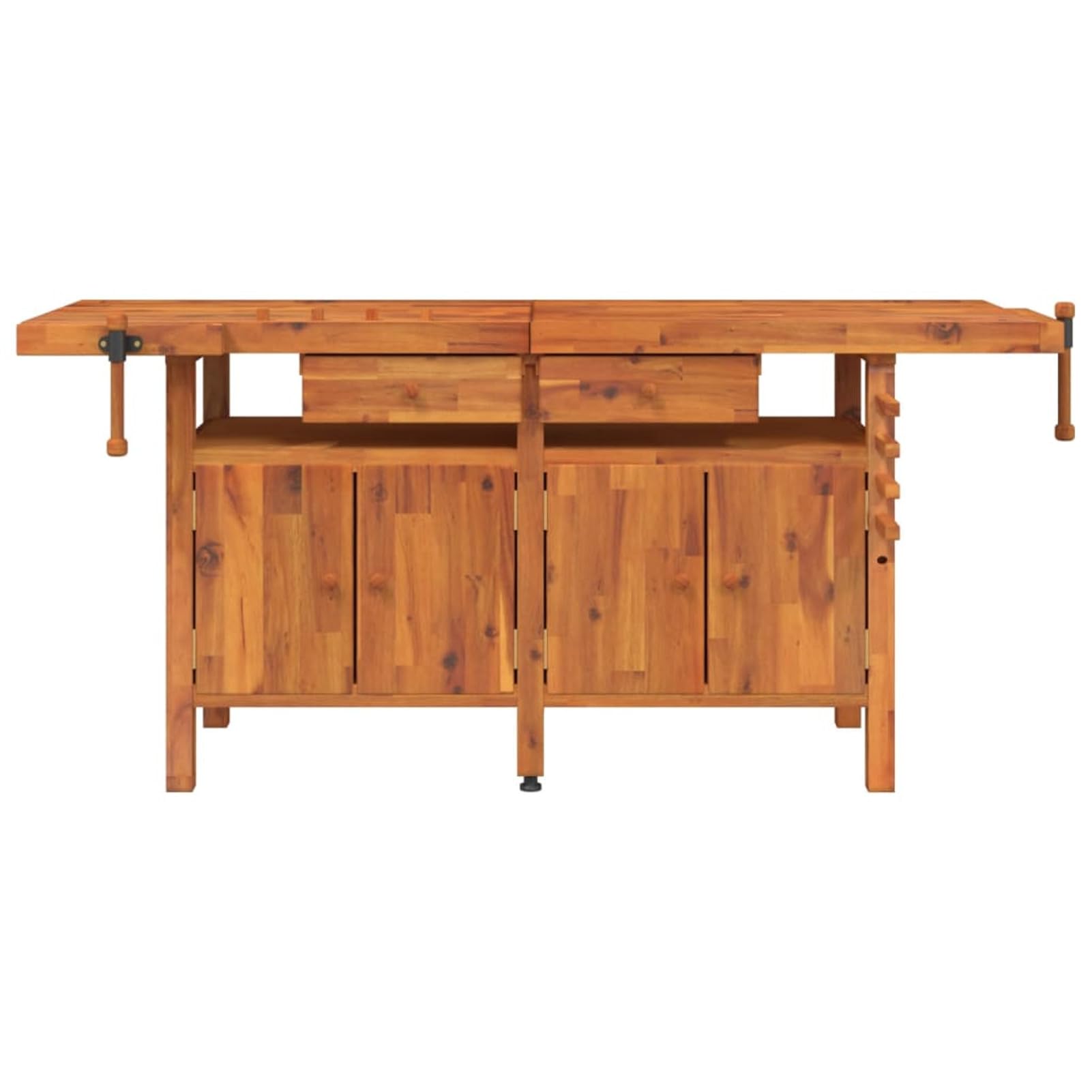 Festnight Werkbank mit Schubladen Werkstatt Werkstatttisch Hobelbank Schraubstöcken Arbeitstisch mit Ablagen Holzwerkbank Werkstatt Werkstatttisch 192x62x83 cm Akazienholz