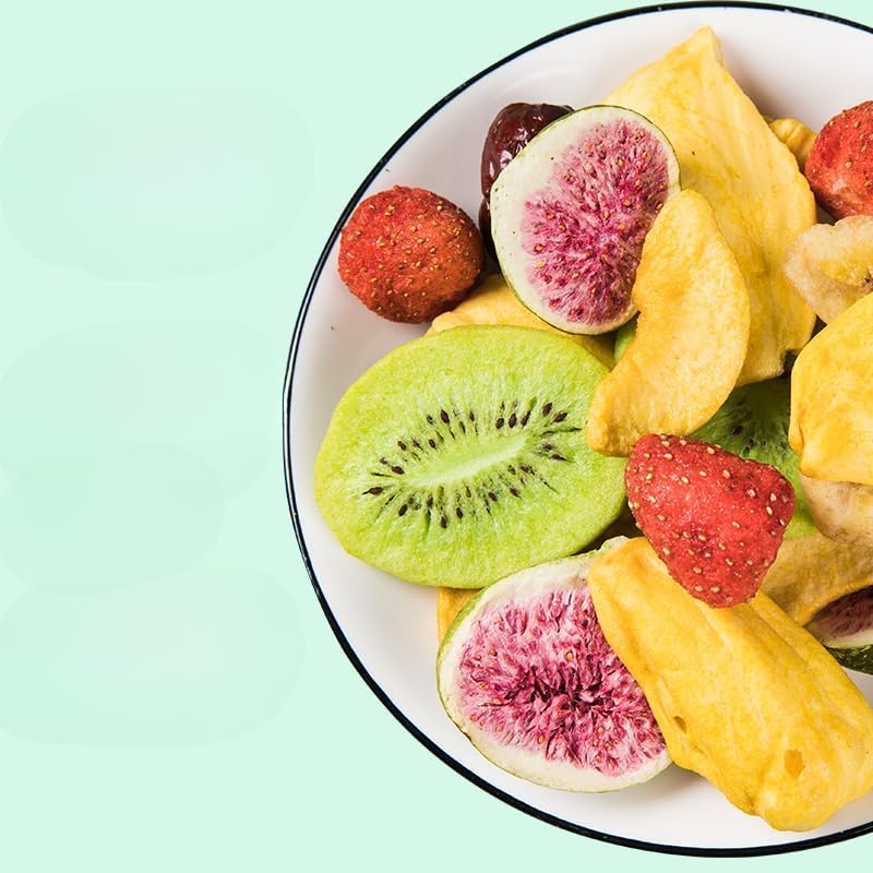 various freeze-dried fruit crisps mix 250g/can,Instant dried vegetables and fruits chips,mushrooms,Mushroom Crispy Chips，Strawberry Banana Red Date Fig jackfruit kiwifruit (Various fruits,2can)