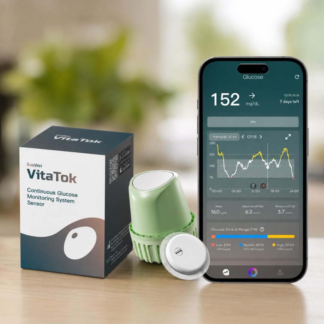 Continuous Glucose Monitoring System Sensor, Real-Time Glucose Tracking, Bluetooth Connectivity, Up to 15 Days Wear, Thin Lightweight Design, IP28 Water Resistant Sensor-image-18