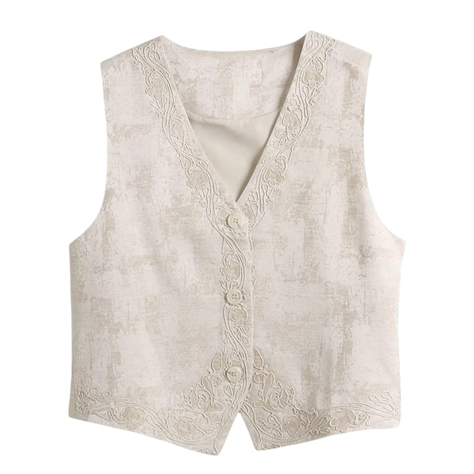Gilet broderie chinoise sans manches col V pour sublimer une tenue - 6