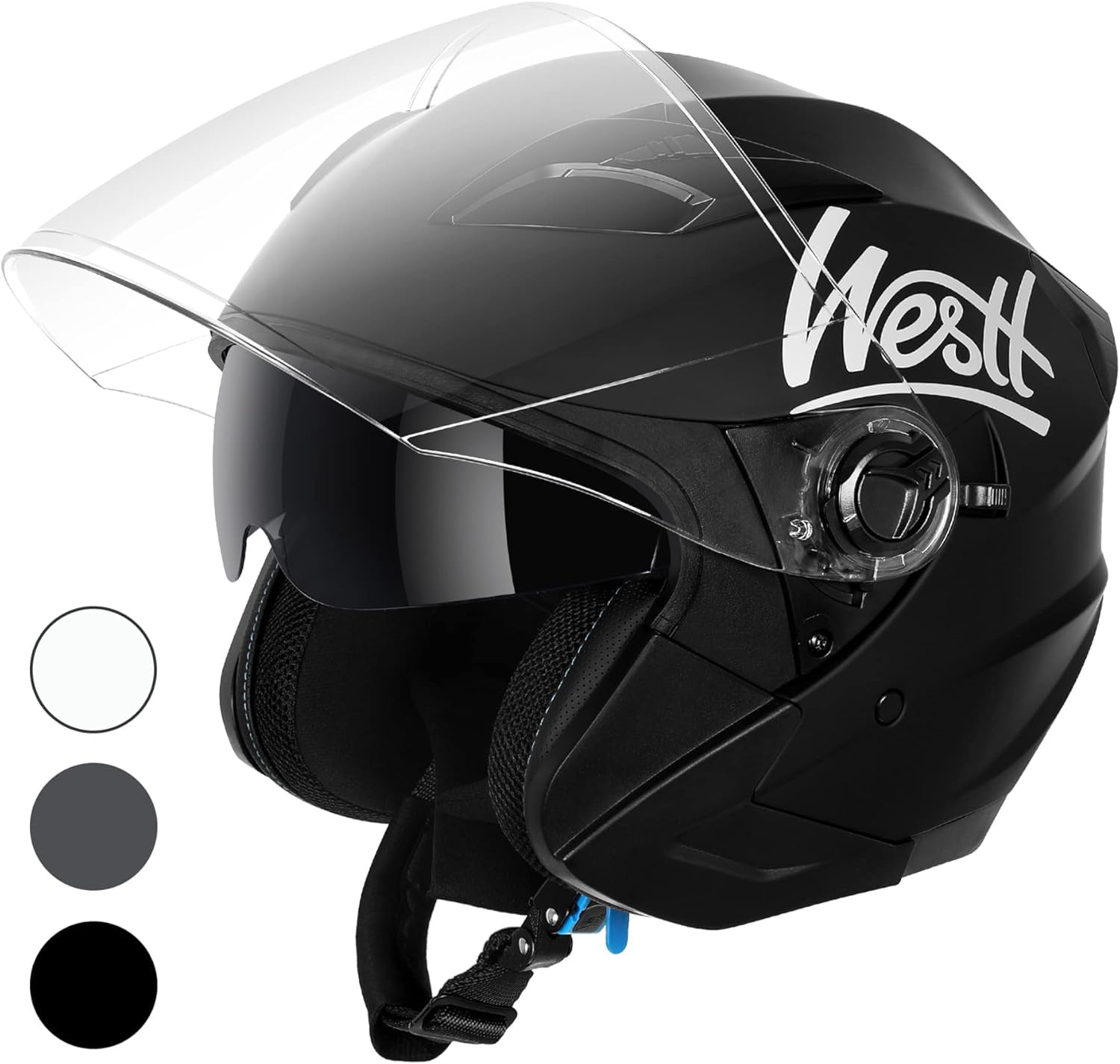Westt Jet Casco Moto Hombre Mujer Doble Visera ECE Dot Tallas S-XL