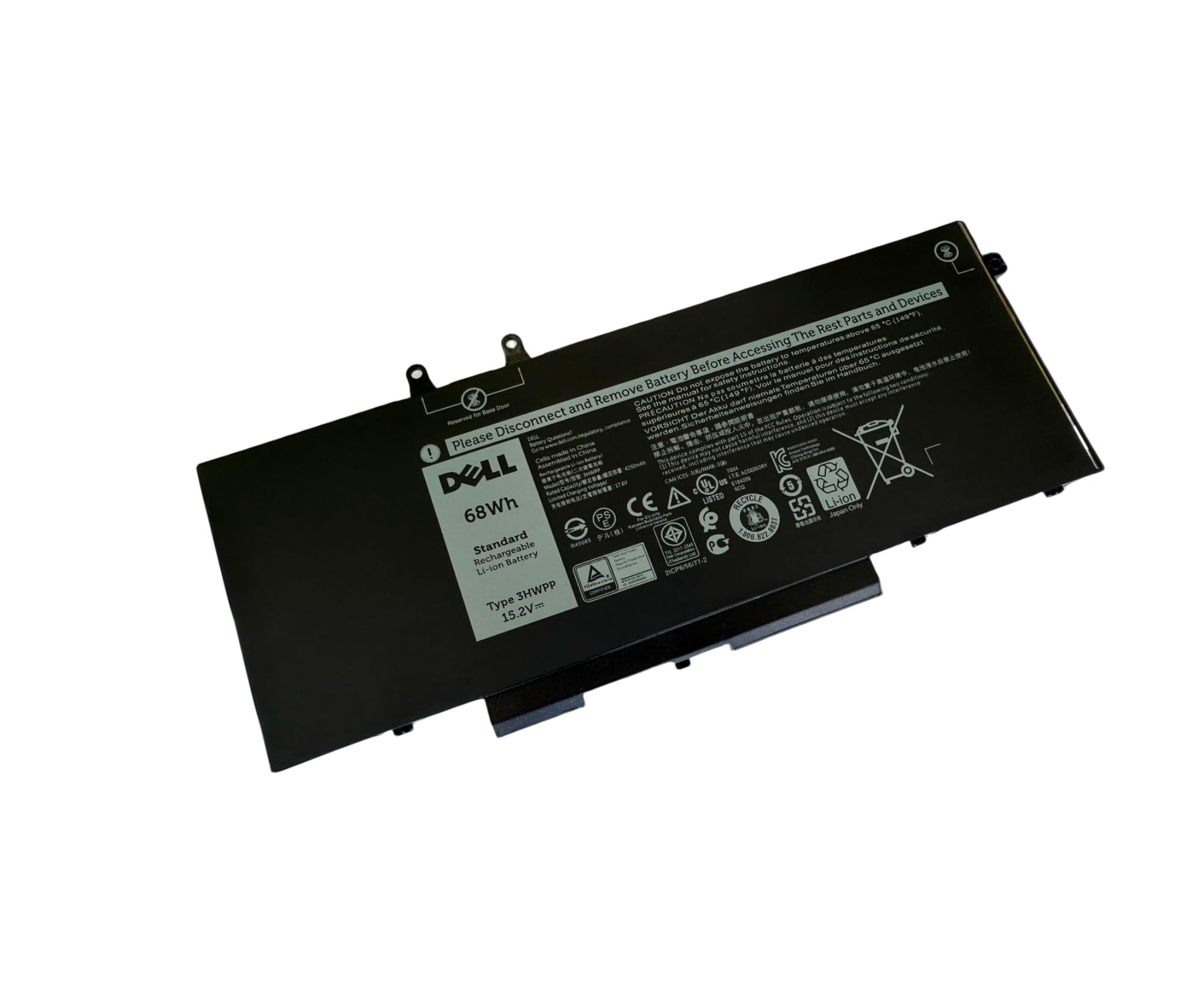 DELL 3HWPP 15.2V 68Wh 4-Cell Notebook Rechargeable Battery For DELL Latitude 5401,5410,5411,5501,5510,5511,Precision 3541,3550 ,3551, Inspiron 7500 2-in-1 Black ,7506 2-in-1 Black ,7706 2-in-1 Laptop