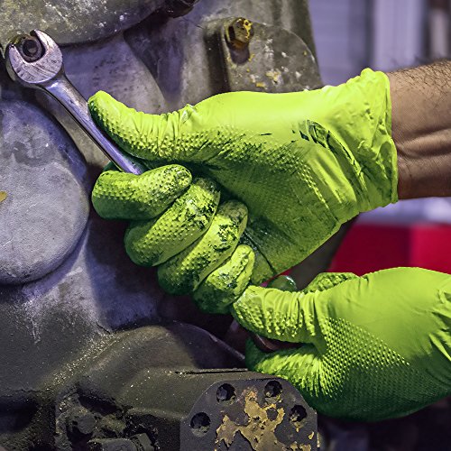 image for GLOVEWORKS HD Industrial Green Nitrile Gloves with Diamond Texture Gri