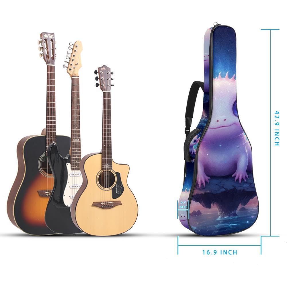 Gitarrentasche, volle Größe, 99 cm, 101,6 cm, 104,1 cm, für Akustikgitarre, Konzertgitarre, 10 mm dick, gepolstert, Cyanblau, Marmor, wasserdicht, mit Tasche, verstellbarer Schultergurt