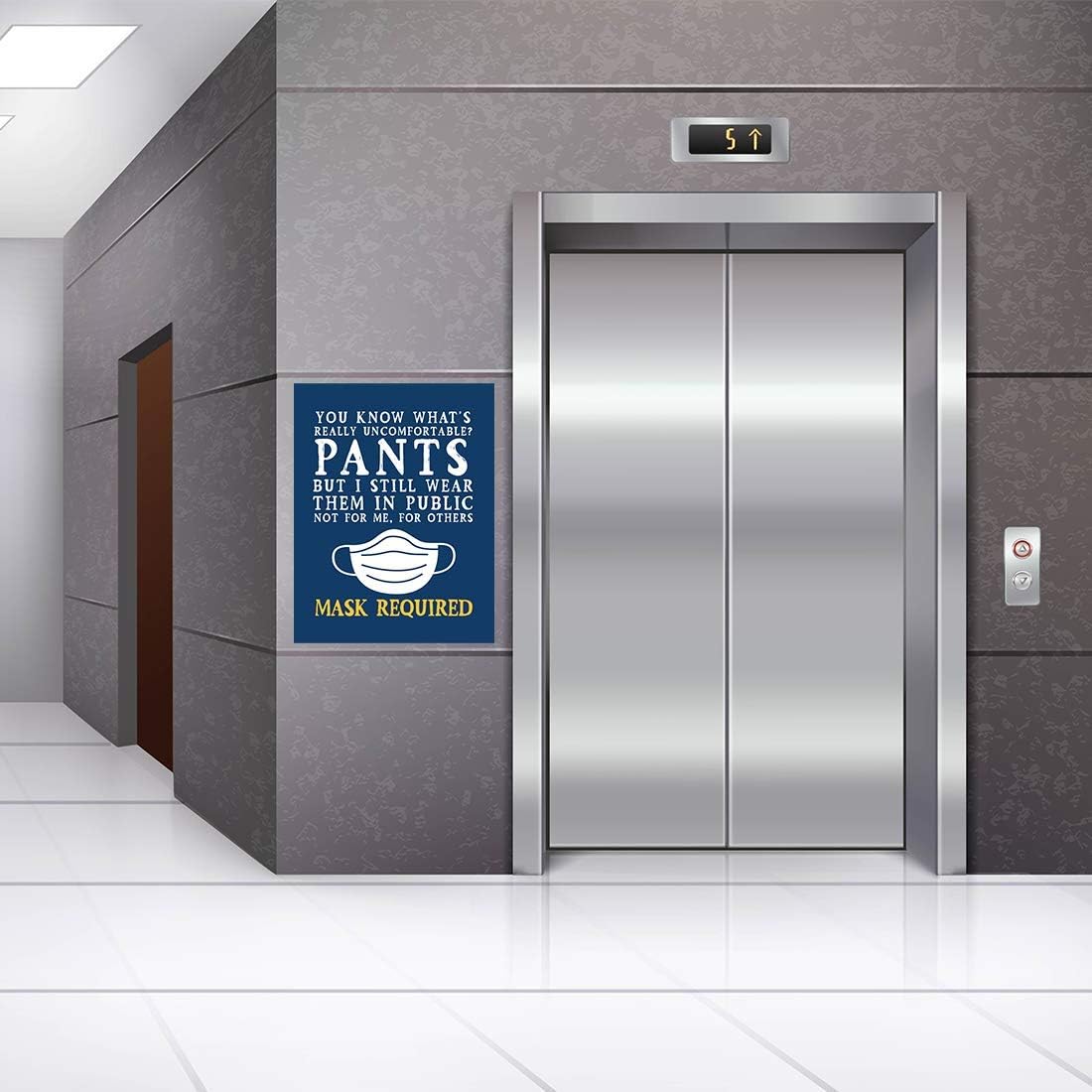 Andaz Press Funny Social Distancing Signs, Humorous Face Mask Required Signage You Know What's Uncomfortable? Pants...Wear A Mask. Business Signs, 10-Pack 8.5" x 11" Labels, Vinyl Sticker Decals