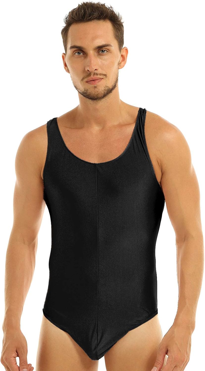 MuFeng Men's One Piece Sleeveless High Cut Thongs Leotard Bodysuit