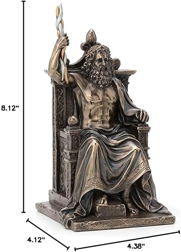 Miniatura 5 de Veronese Design Zeus de 8,1 pulgadas sosteniendo Thunderbolt en el trono griego romano dios bronce antiguo acabado Olympia estatua