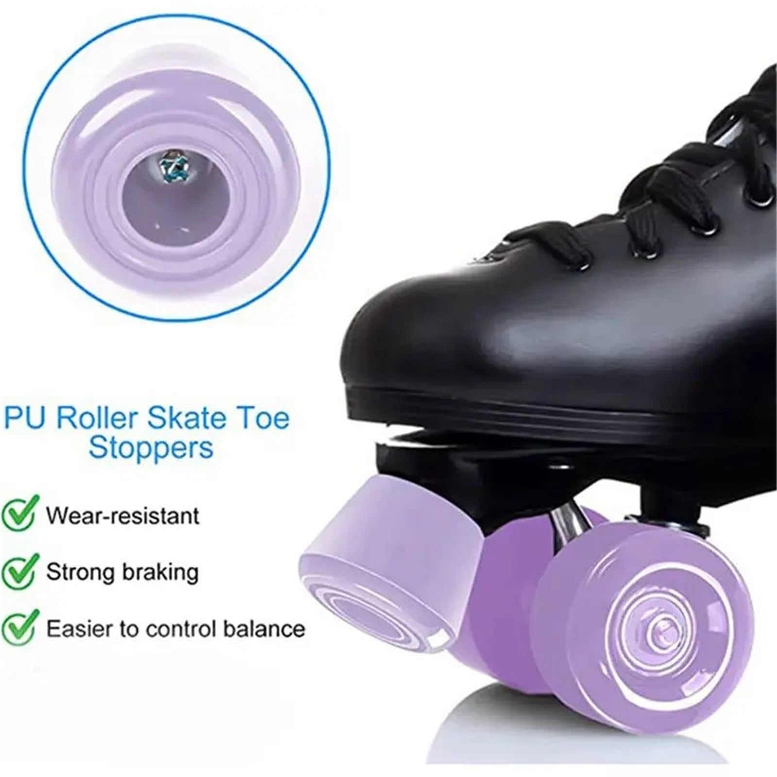 Roues de skateboard Longboard WW-Skate Roues de rechange 32 x 58 mm, 82A avec roulements, 2 bouchons d'orteils, pièces de rechange pour une utilisation en extérieur ou en intérieur