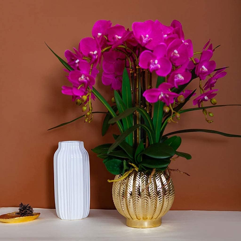 Orchidées artificielles en Soie, Composition de 62 cm (24,4 Pouces) dans Un Vase Rond, Fleurs artificielles Phalaenopsis, décoration Florale Artificielle.,