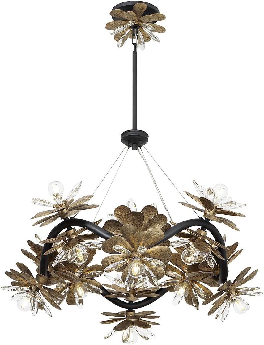 Savoy House 1-1961-16-18 Giselle Modern Farmhouse Shabby Chic Metal, Crystal Faceted Flower Chandelier, 16-Light 960 Total Watts, 25" H x 33" W, Delphine