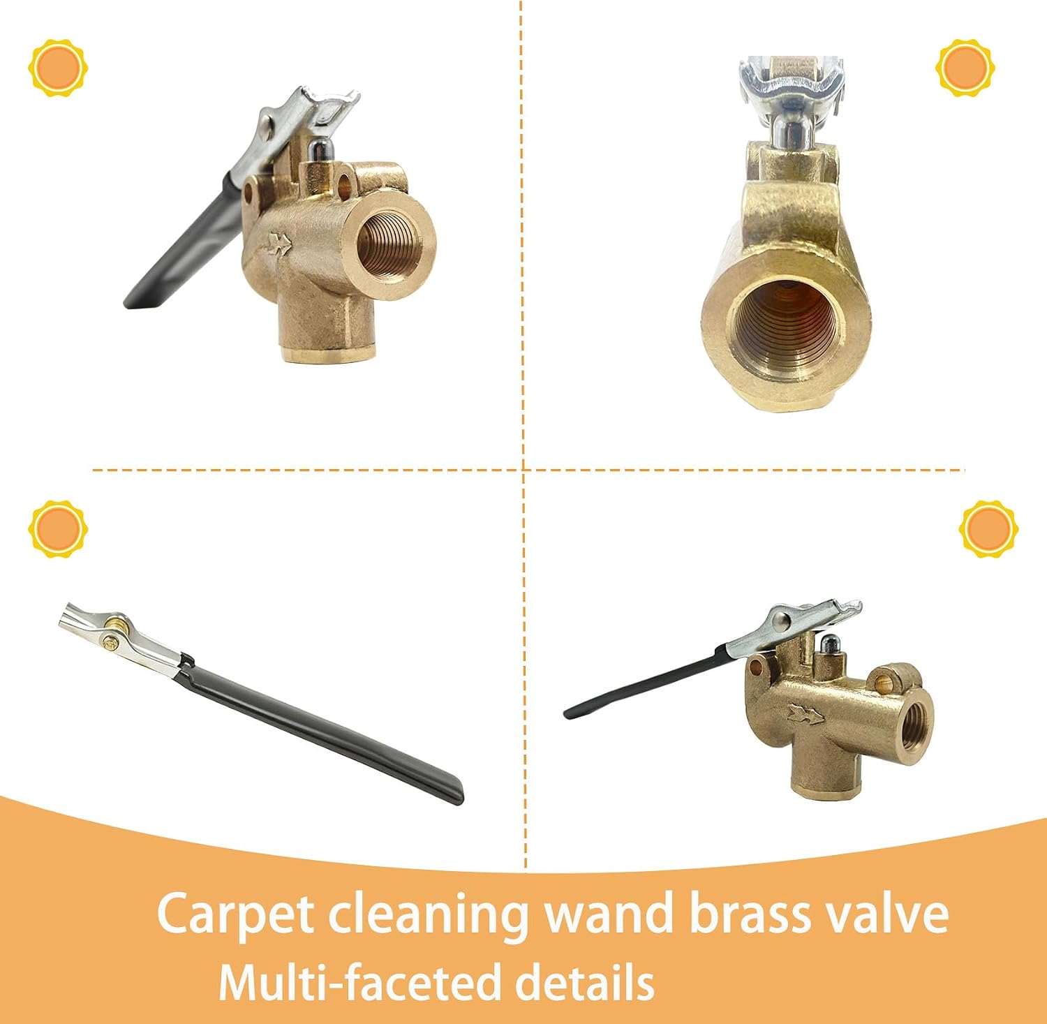 1/4" Carpet Cleaning Wand Angle Valve, Brass Angled Flow Control Valve for Carpet Extractor Upholstery Wand, Angle Valve Handle for Carpet Cleaner