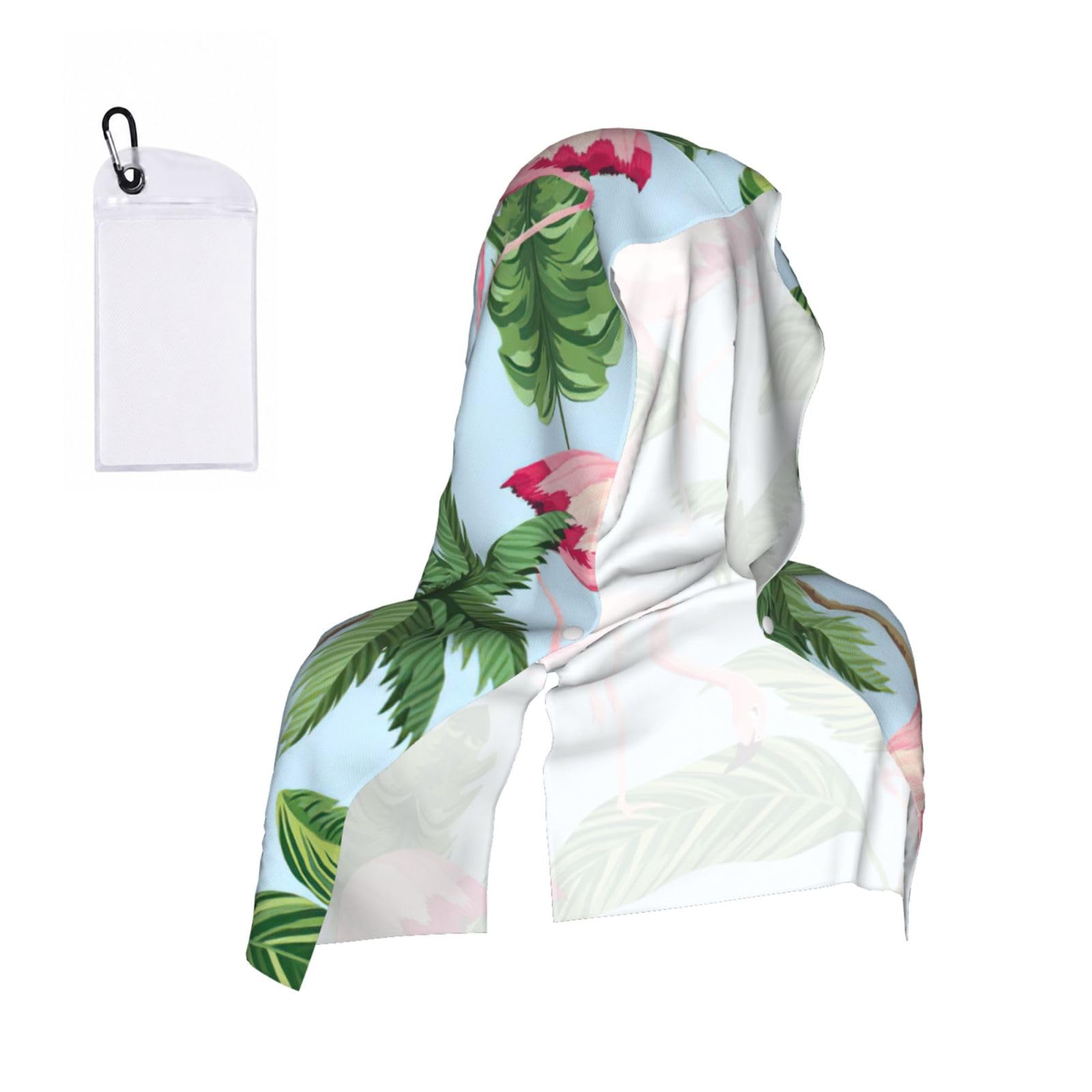 YQxwJL Tropical Flamingos Print Unsex Cooling Hoodie Towel, Cools Instantly When Wet Sun Protection For Sports Fitness Gym