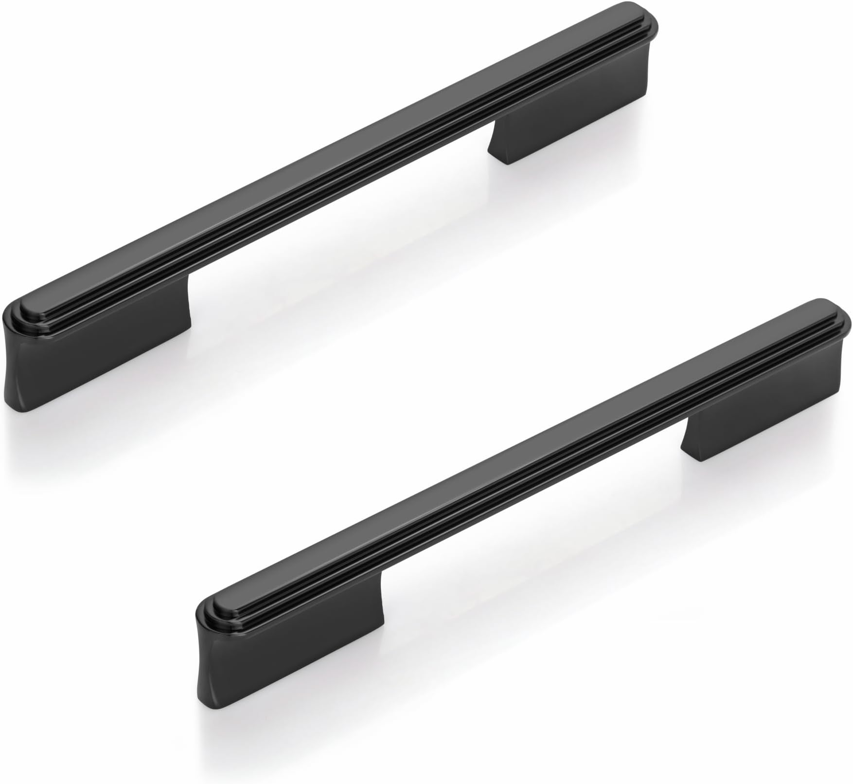 LAPO 2 Piece 8 Inch Pulls for Kitchen Cabinet & Drawer, Window Drawer Handles for Almirah & Cupboard (Black-Glossy Finish, 8 Inch, Pack of 2)
