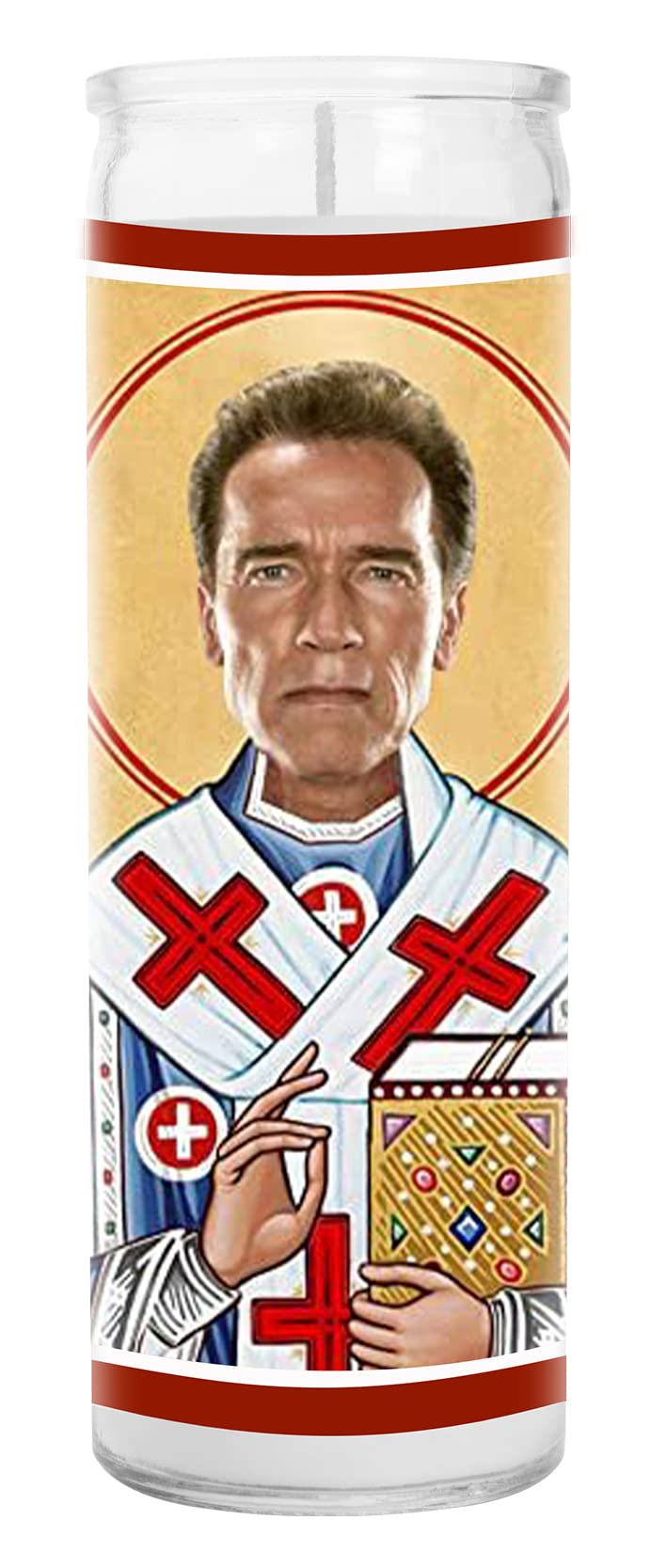 Arnold rity - Funny Saint - 8 inch Glass Pop Culture Votive - 100% Handmade in USA - Funny Novelty Actor TV Show Movie Gift