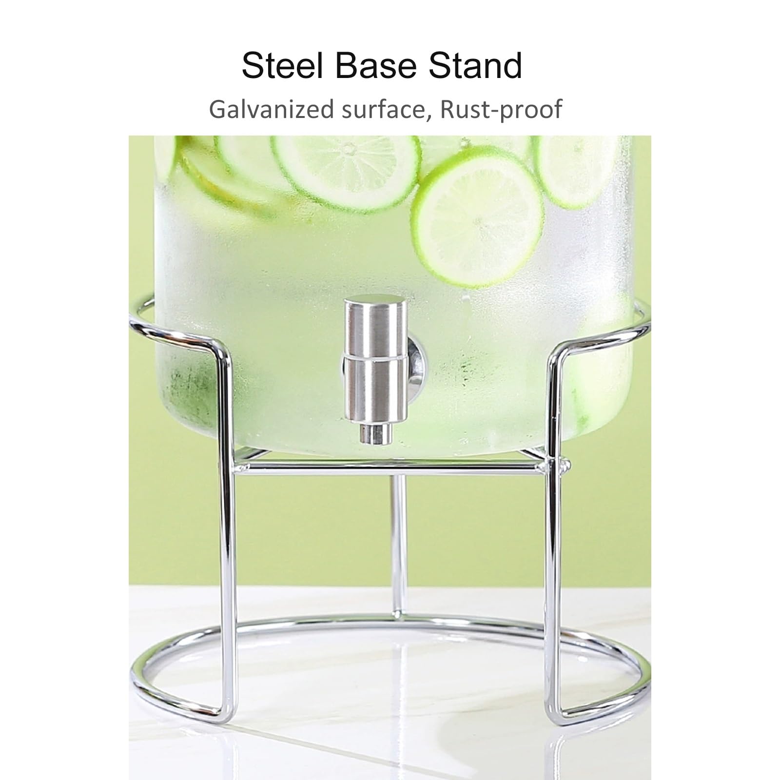 Dispensador de bebidas de vidrio con soporte, capacidad de 2.3 galones para bebidas frías y calientes, perfecto para fiestas y eventos
