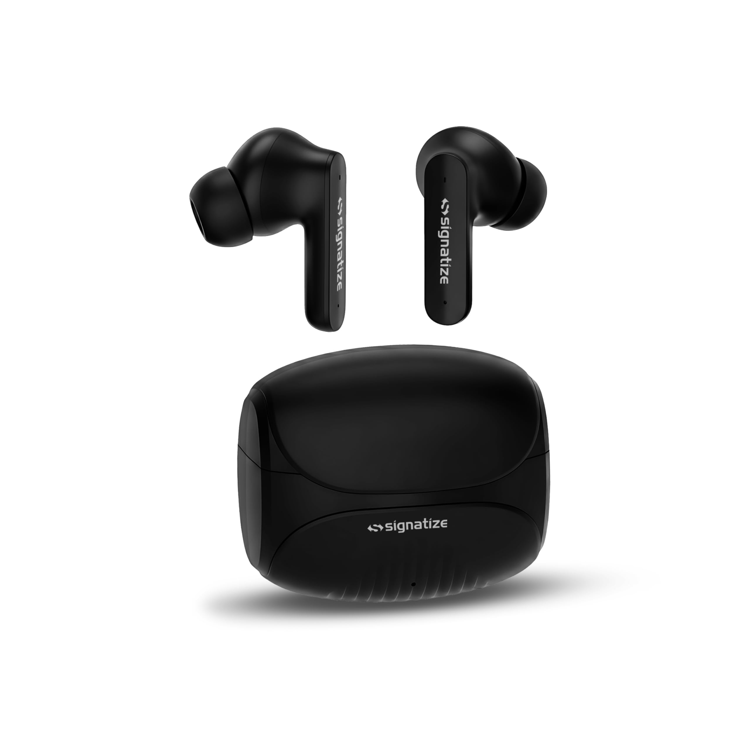 true wireless earbuds with 45h playtime, 10mm deep bass drivers, bluetooth 5.4, low latency, ergonomic natural fit, and type-c fast charging (black)