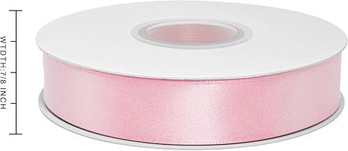 Miniatura 503 de Cinta de satén rosa polvoriento de doble cara de 1/4 pulgadas x 50 yardas, cintas de poliéster polvorientas para envolver regalos, cinta de tela