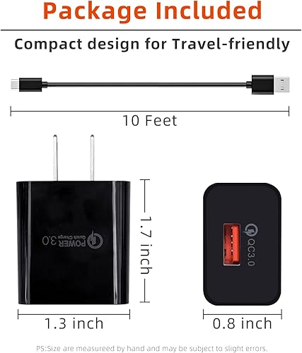 Miniatura 5 de Adaptador de corriente de cargador rápido de 10 pies para interruptor hogar y viaje, cargador rápido USB C, cable de carga y adaptador de CA