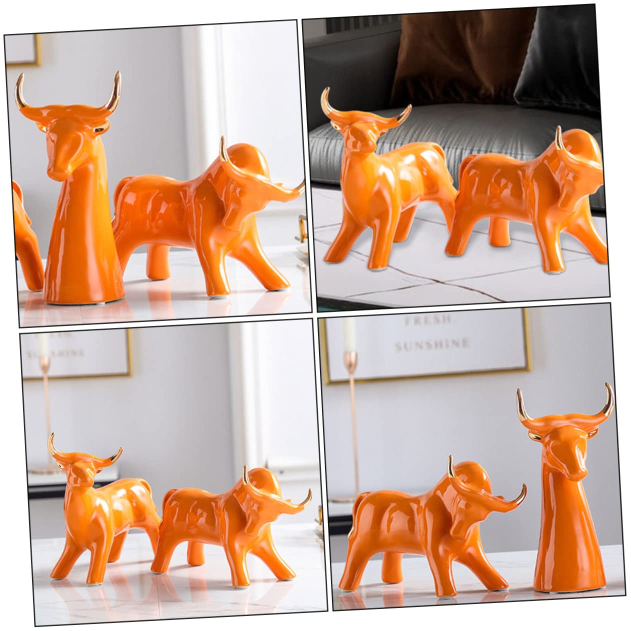 Amazon.co.jp: HOMOCONO 牛 装飾品 赤面 装飾 牛 像 ホーム 装飾 牛