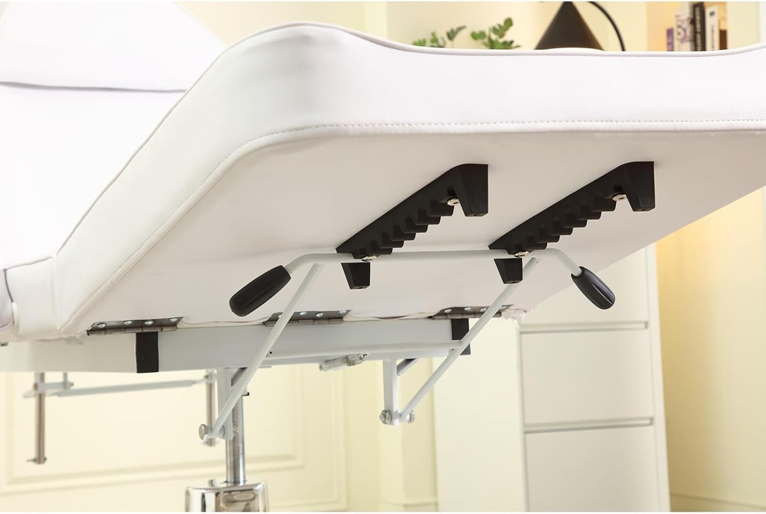 LSLIFE Professional Hydraulic Beauty Bett Aufzug Massage Bett Memory Spongemat Ergonomische verstellbare Armbänder wasserdicht PU Leder Für Schönheitssalons, SPA und Heim (Weiß)