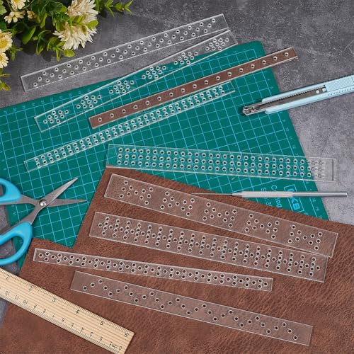 BENECREAT 9Pcs Acrylic Leather Punch Tool, 3 Widths Crystal and Rivet Spacing Templates Spacing Guides for Dog Collars, Belts, Hole Punchings, Hole: 3.5mm by BENECREAT - Image 5