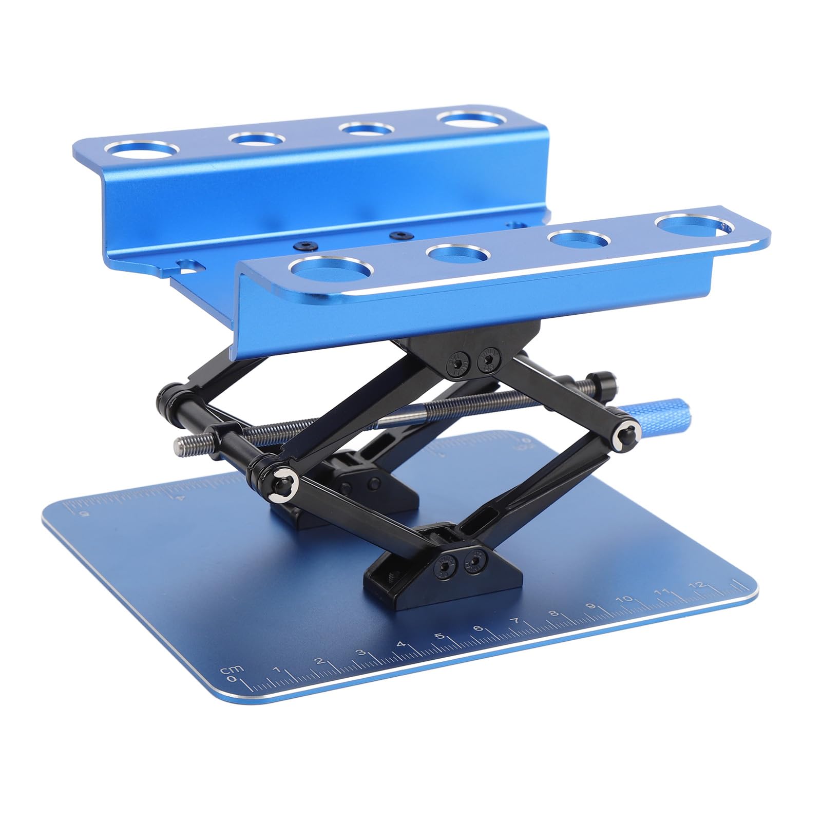 Stojak roboczy do samochodów RC Obrotowa stacja robocza z regulacją wysokości Stabilne podparcie Platforma podnosząca dla modeli samochodów RC w skali 1:8 i 1:10 Symulacja (Niebieski)
