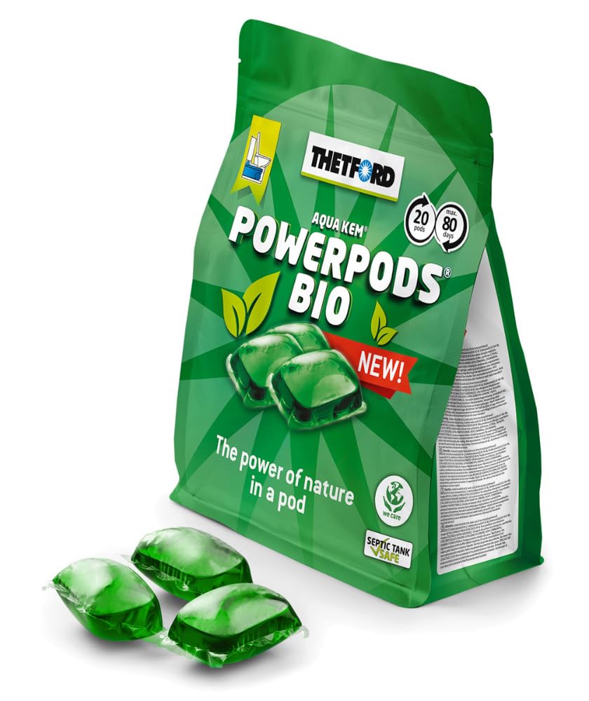 Thetford Power Pods Bio Sachets Tabs für Camping-WCs & Chemietoiletten – Sanitär-Zusatz 20 Anwendungen - Alternative zur Sanitärflüssigkeit - zersetzt Fäkalien umweltfreundlich und verhindert Gerüche