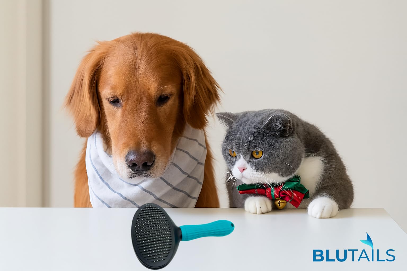 Blutails Cepillo de aseo para perros – Cepillo para gatos y peine para perros para desprendimiento, despelo y eliminación de pelo de mascotas – Cepillo suave y eficaz para perros y gatos