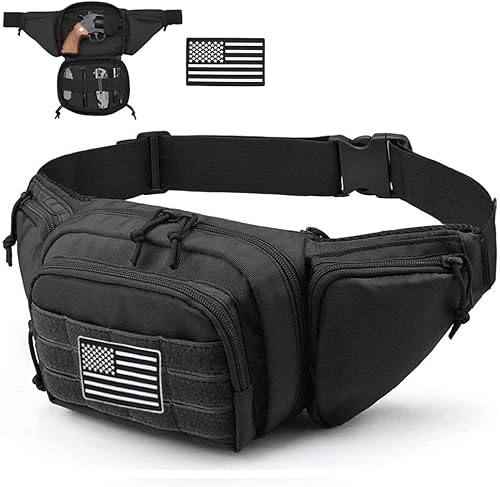 Riñonera táctica con funda para pistola, para transporte oculto, bolsa táctica militar para la cintura, impermeable, con bolsillo Molle para llevar