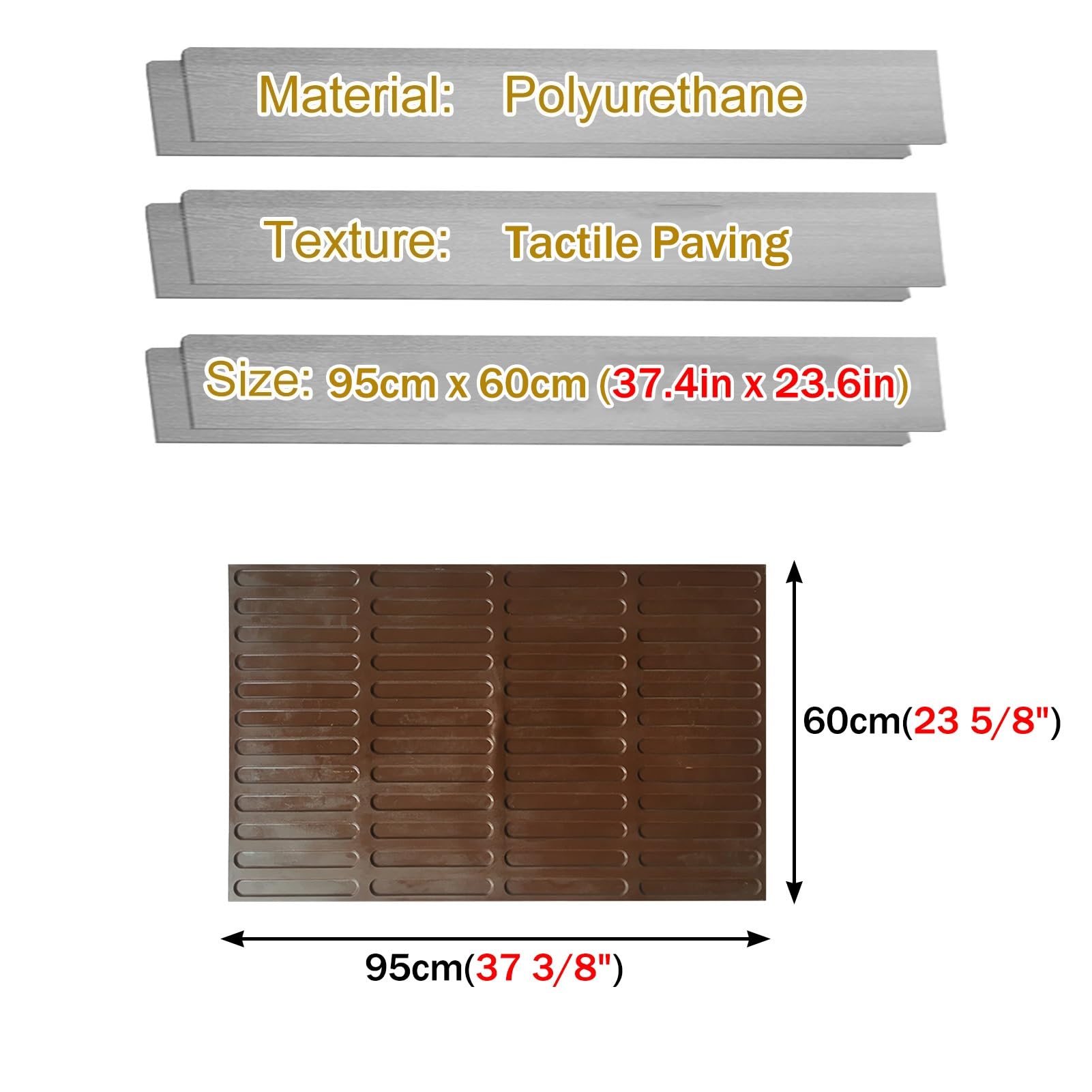 Formy do betonu, dotykowe maty odcisków palców do betonu, forma do ślepej ścieżki, teksturowana mata poliuretanowa wielokrotnego użytku (95 x 60 cm) - Tampo