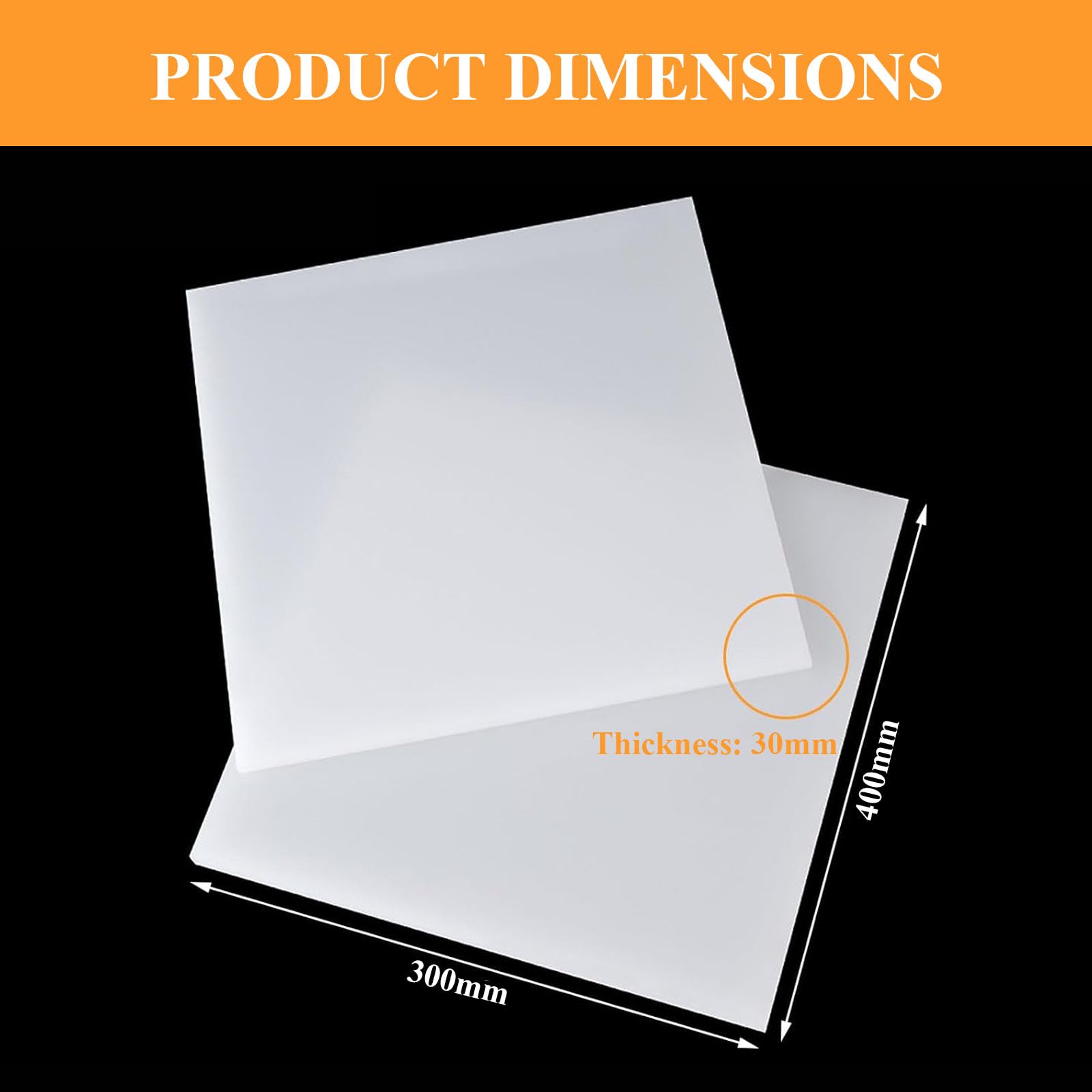 Lastra Quadrata in Nylon Bianco 300×400×10 Mm - 300×400×30 Mm Adatto per Lavorazioni Fai da Te, Parti Meccaniche E Modellismo,300×400×30mm