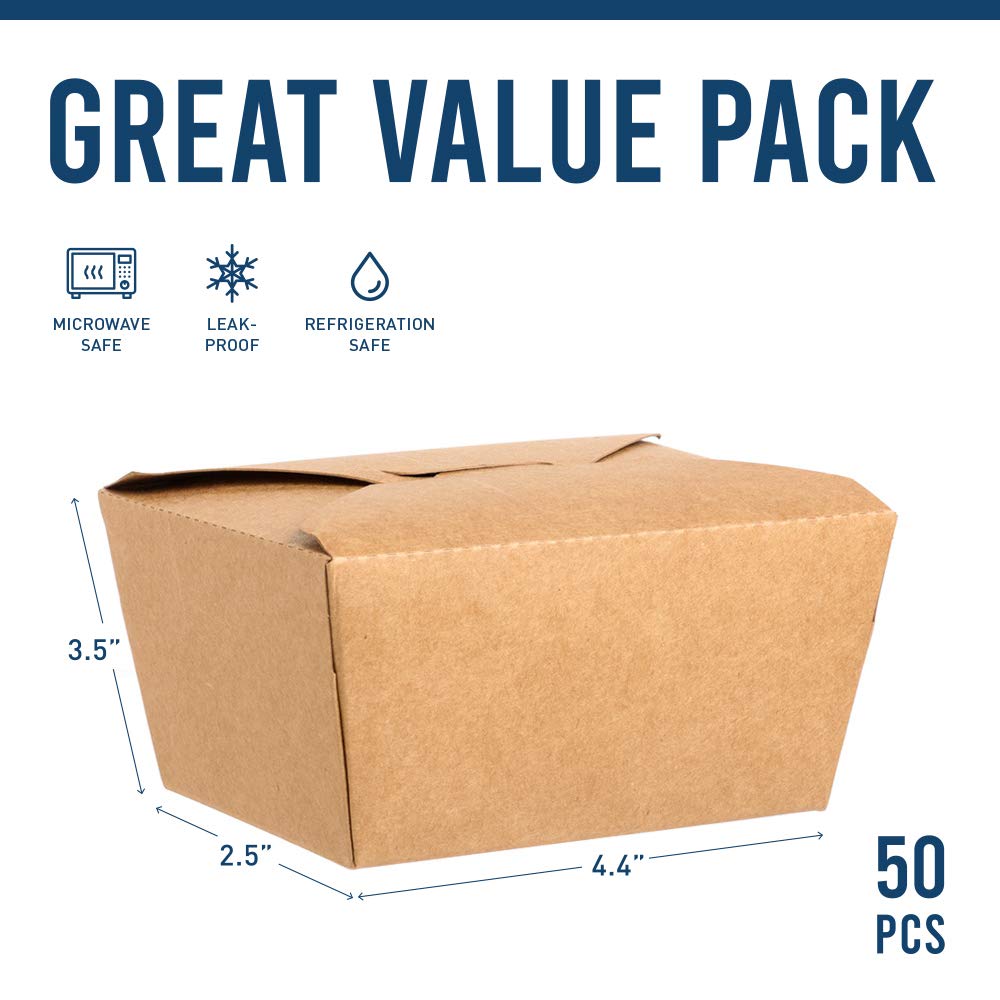 To Go Box Containers Microwaveable Kraft Brown Take Out Boxes 27 Oz (50