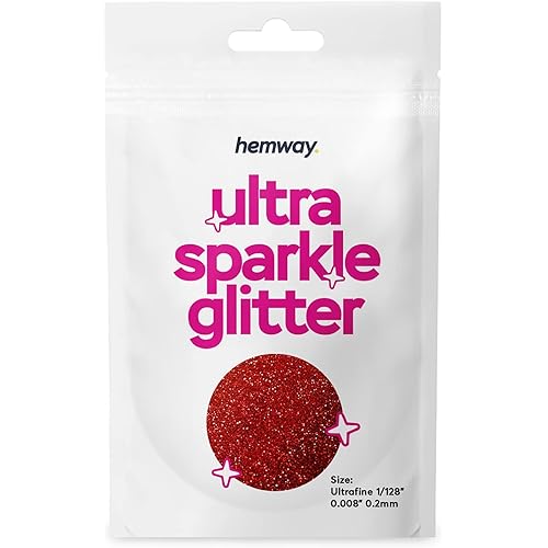 Hemway Premium Ultra Sparkle Glitter Multi Purpose Metallic Flake for Arts Crafts Nails Cosmetics Resin Festival Face - Red Holographic - Ultrafine (1/128" 0.008" 0.2mm) 10g / 0.35oz Sample