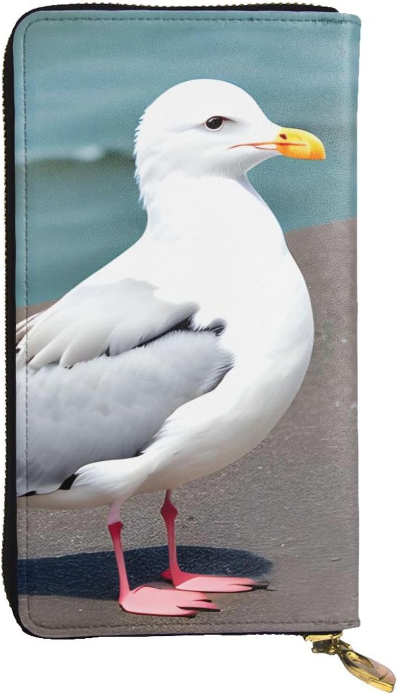 Cute seagull Women's wallet, clutch wallet, with zipper, large capacity.