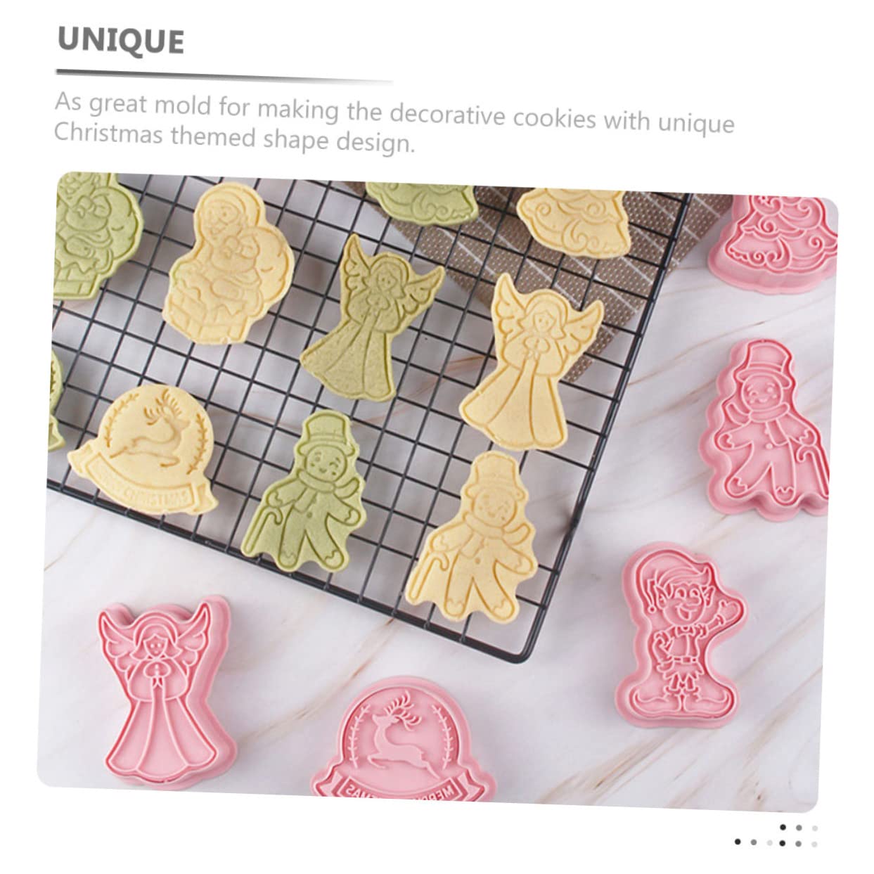 MAGICLULU 5 Juegos Molde De Galletas Navidad Prensa De Galletas Navideñas Sellos De Galletas Para Fondant Equipo Estampadora De Galletas Navideñas Azúcar Rosa Páginas 8 Uds * 5