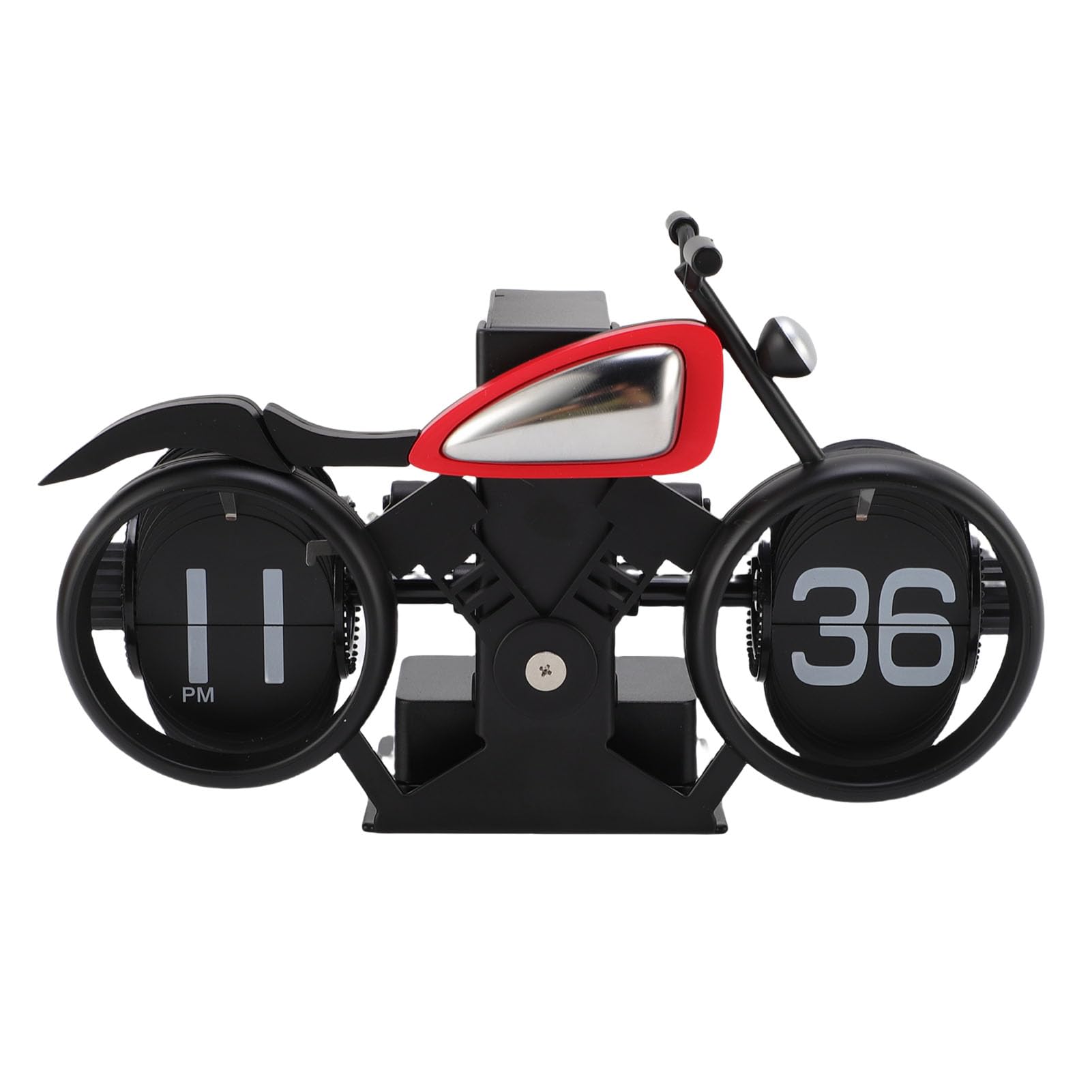 aqxreight Retro Motocyklowy Zegar z klapką Mechaniczny Zegarek na Biurko z funkcją Automatycznego Przewracania Stron i Przypomnieniem, Wielofunkcyjny Zegar Nablatowy do Biura, Gabinetu i Wystroju Domu