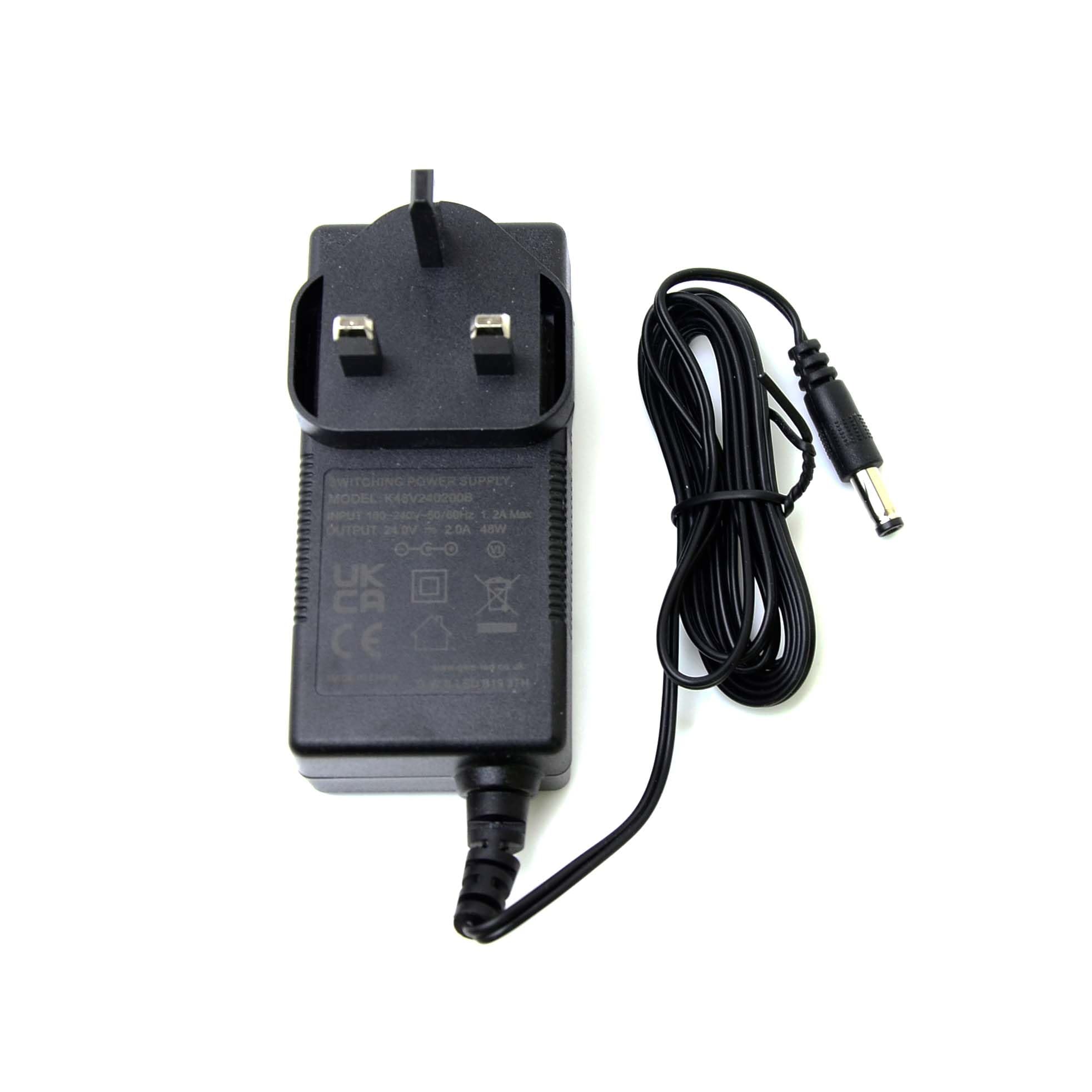 G.W.S® AC 100-240V AC to DC 24V 2A 48W LED Power Supply Adapter 2.5mm x 5.5mm Jack UK Plug for DIY LED Strips, CCTV Camera