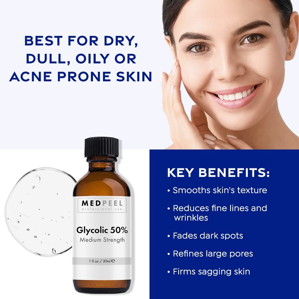 MedPeel Glycolic Acid 50% Essential Peel Kit, Includes Peel, Prep, Neutralizer, Medium Strength Chemical Face Peel, Minimize Fine Lines, Wrinkles, Dark Spots, All Skin Tones, 1oz/30ml (Kit of 3) - Image 4