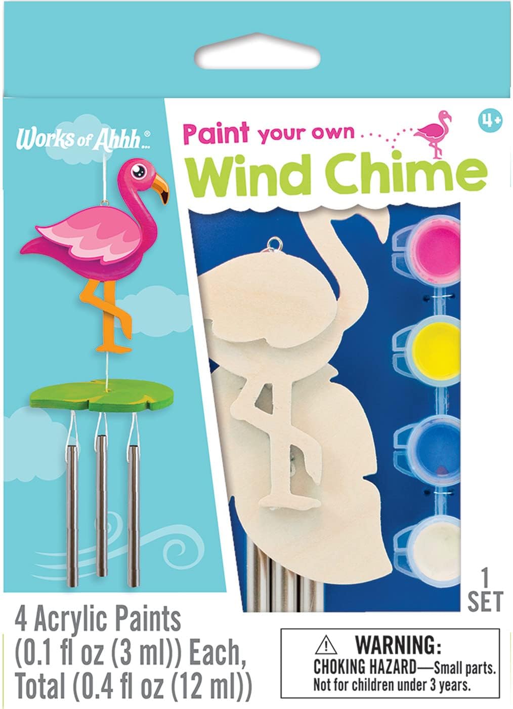Works of Ahhh... Mini Craft Set - Flamingo Wind Chime Build & Paint Family Craft Set