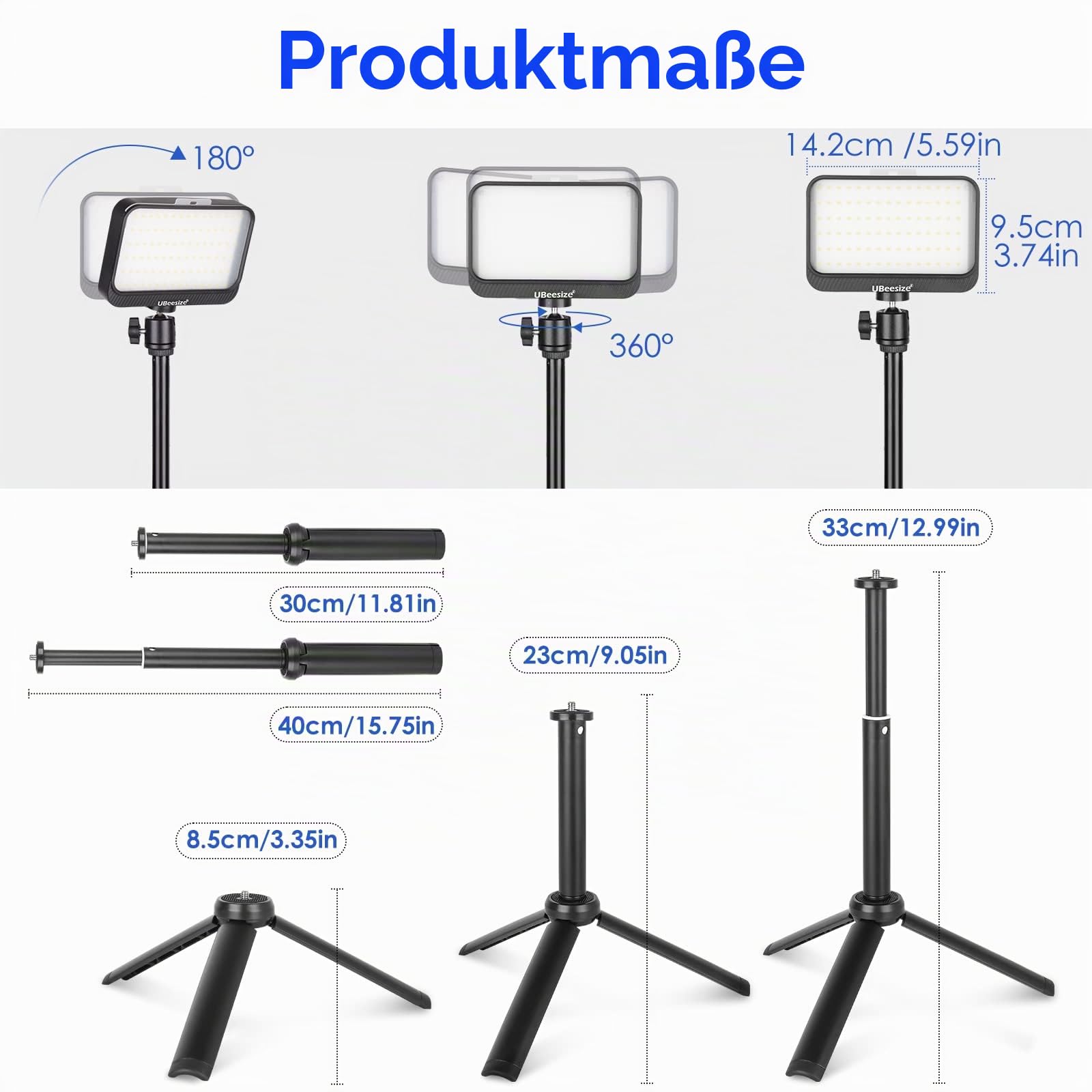 UBeesize 2er-Pack LED Videolicht Dimmbares Kamera Licht mit Einstellbar Stativ Ständer und Farbfilter für Videokonferenzen Beleuchtung/Spielestreaming/YouTube-Videofotografie