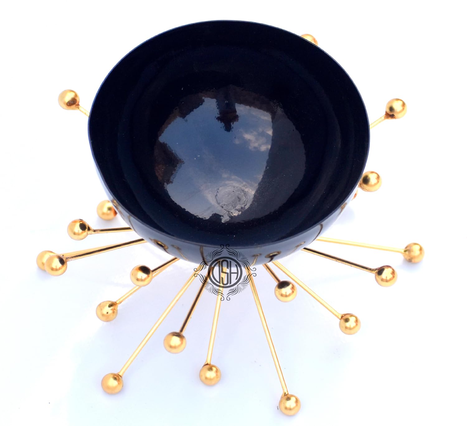 DSH Metal Modern Multiutility Snacks Decorative Bowl Table Designer Corporate Decorative Serving Bowls Set for Home Kitchen (7 x 7 x 4 Inches, Black & Gold) 4