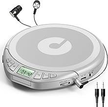 Gueray Portable CD Player, Personal CD Player with Headset, LCD Display, Anti-Slip, HiFi Classic, Music CD Player, CD Player for Car and Home (Silver)